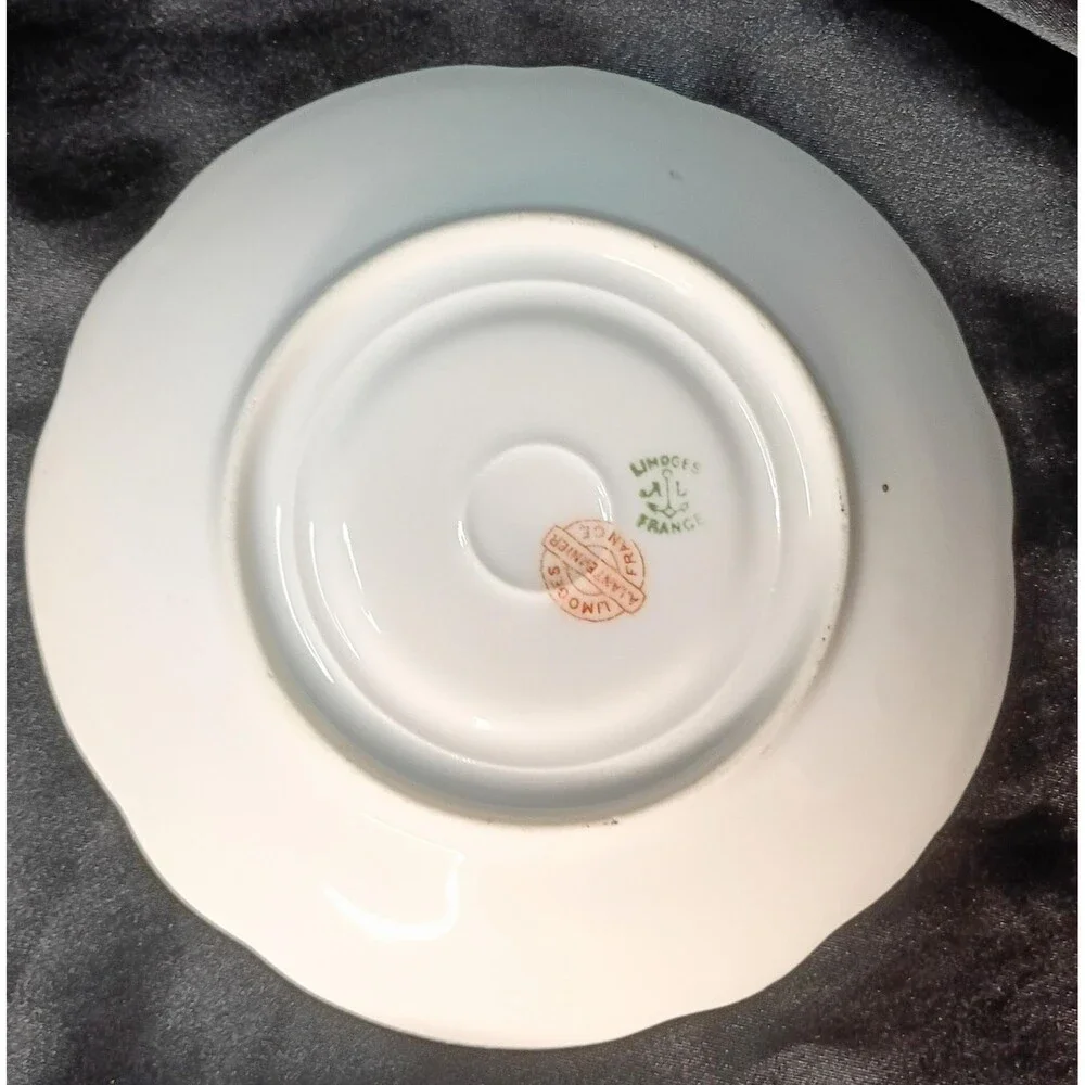 A. Lanternier Limoges France Purple Floral Saucer